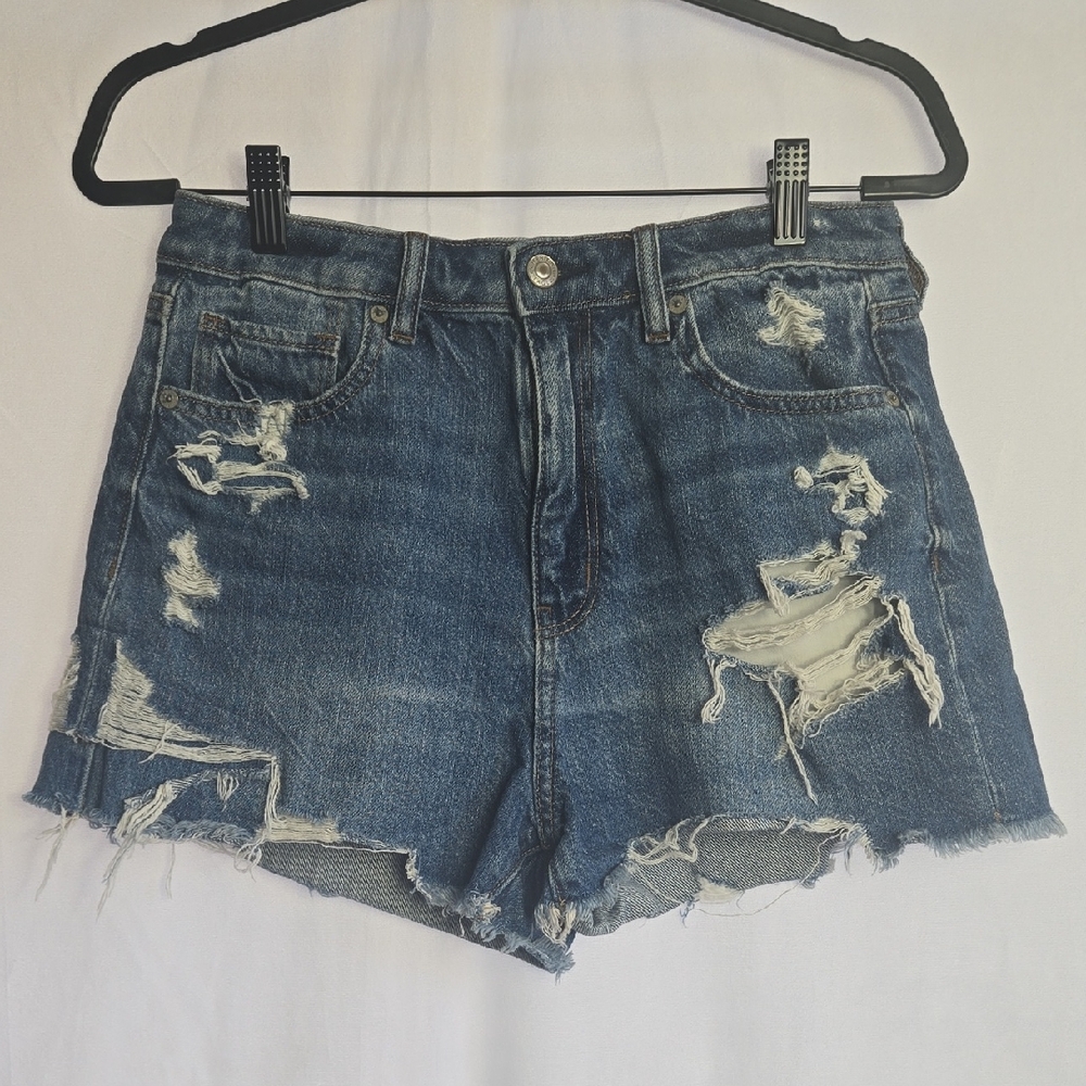 American Eagle Outfitters Blue Distressed Jean Shorts